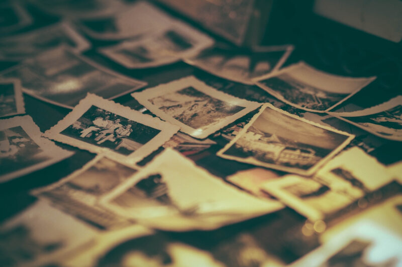 A sepia image of old photographs